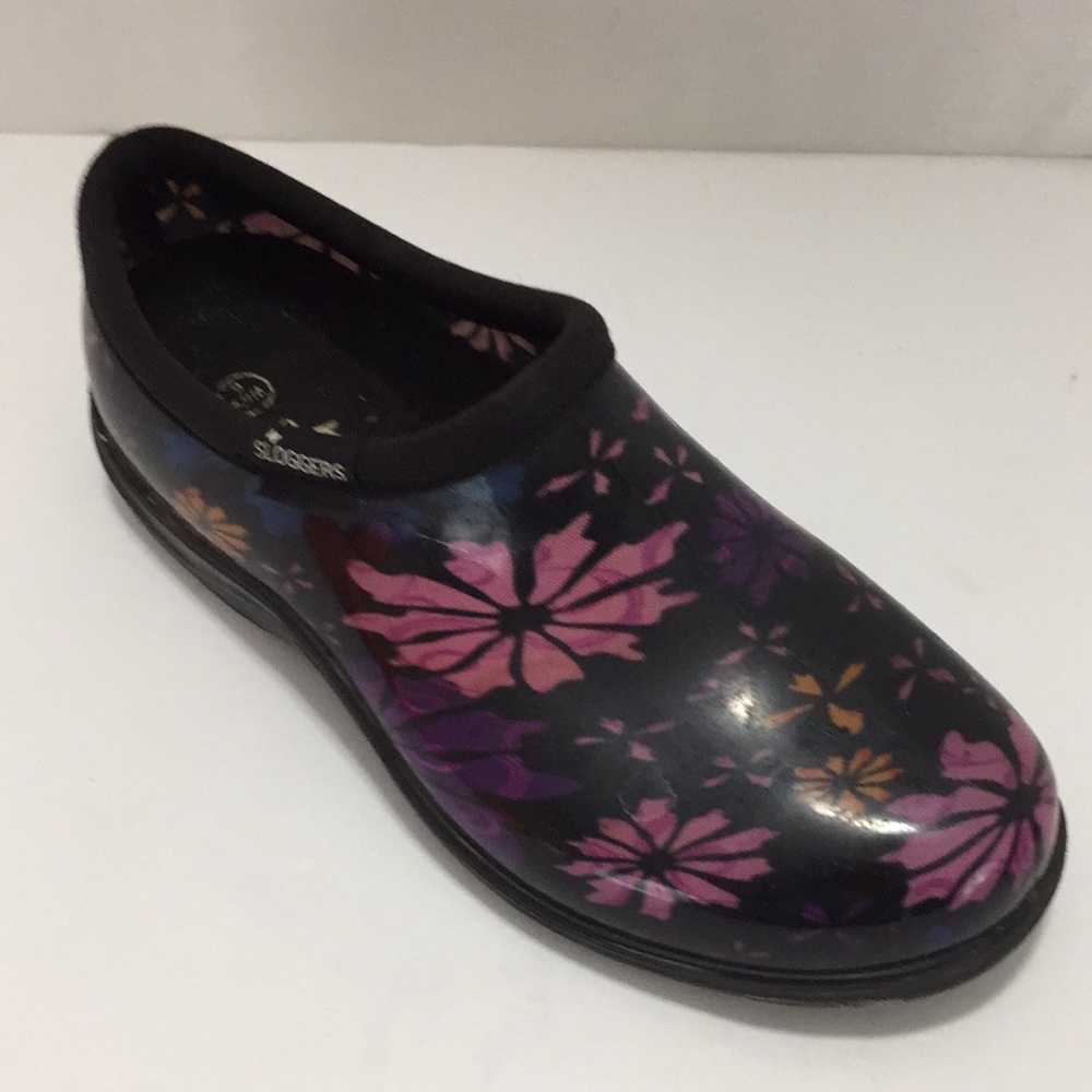Sloggers Dark Floral Gardening Clogs Waterproof Shoes Size 6